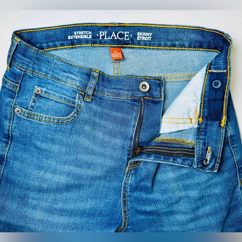 Children’s Place Blue Denim Jeans Stretch Skinny Etroit Youth Size 14 like new! - Picture 10 of 14